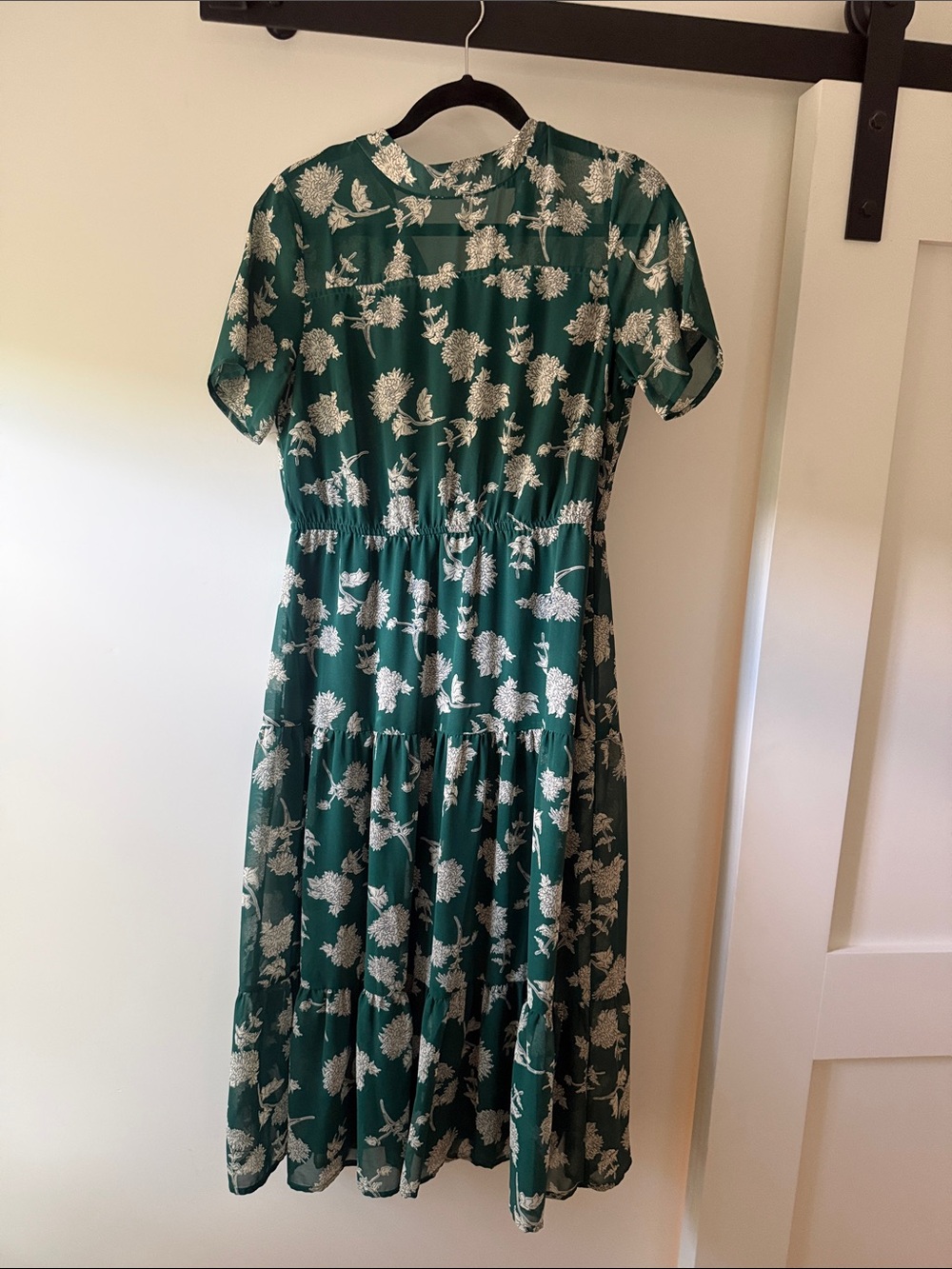 Lulus Dress Midi Emerald Green Floral Medium M